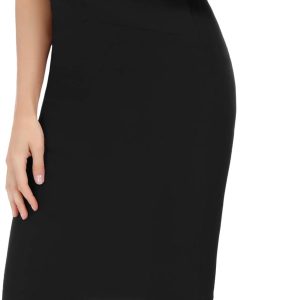 Skirts for Women High Waist Knee Length Stretch Bodycon Pencil Wedding Guest Work Skirt - Image 2