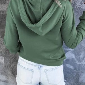 Women 2025 Hoodies Button Collar Drawstring Hooded Pullover Sweatshirt Casual Long Sve Tops Shirts - Image 2