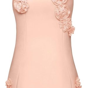 Women Pink Rosette Applique Mini Dress - Image 1