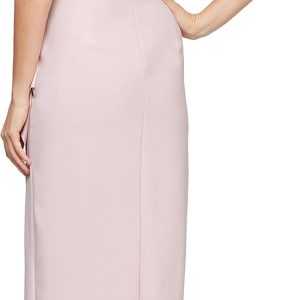 Women Slimming Long Side Ruched Mother of The Bride Dress W/Cascade Ruffle Skirt (Petite and Regular Sizes) - Image 2
