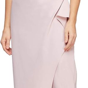Women Slimming Long Side Ruched Mother of The Bride Dress W/Cascade Ruffle Skirt (Petite and Regular Sizes) - Image 1