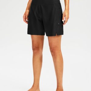 Women 7" Long Swim Board Shorts High Waisted Quick Dry Beach Swimming Shorts for Women with Liner Pockets - Image 2