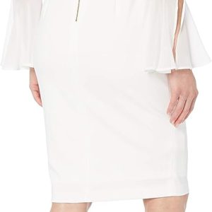 Women Solid Sheath with Chiffon Bell Sves Dress - Image 1