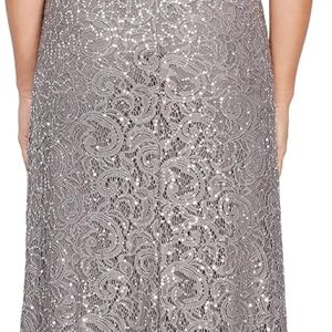 Women Long Sveless Mother of The Bride Dress W/Cascade Ruffle & Front Slit (Petite and Regular Sizes) - Image 2