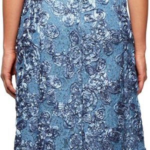 Women Tea Length Mother of The Bride Dress with Rosette Lace Detail (Petite and Regular Sizes) - Image 2