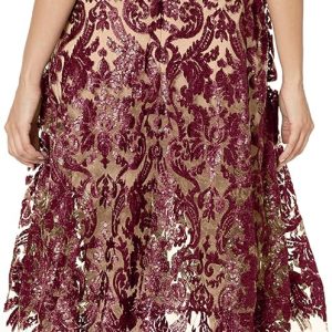 Women  Plunging Fit and Flare Midi Dress - Image 2