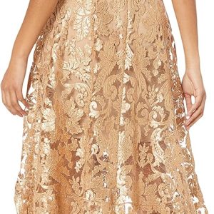 Women  Plunging Fit and Flare Midi Dress - Image 2